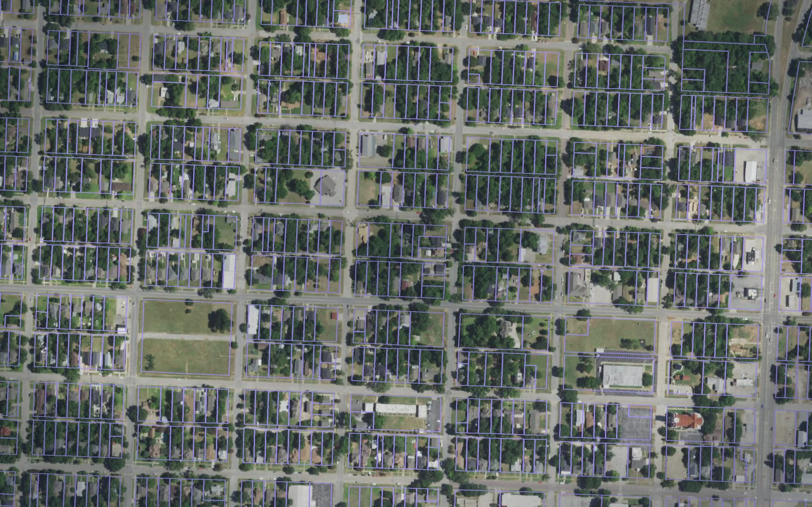 Parcel boundaries over aerial imagery of Grayson County, Texas