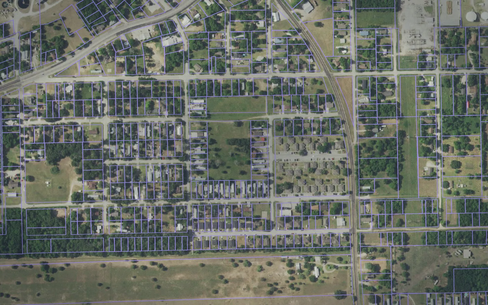 Parcel boundaries over aerial imagery of Grimes County, Texas