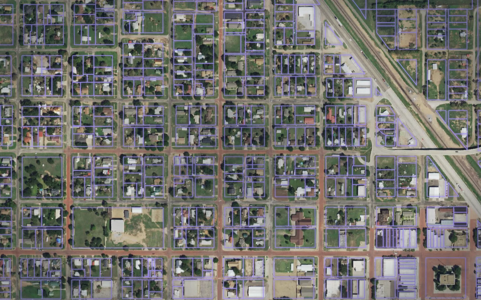 Parcel boundaries over aerial imagery of Hall County, Texas