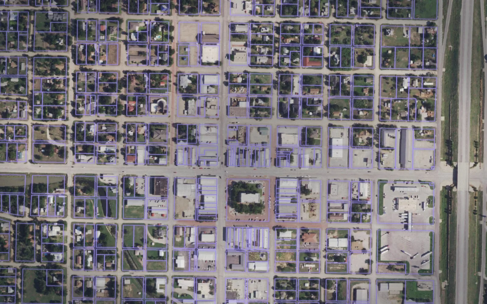 Parcel boundaries over aerial imagery of Haskell County, Texas