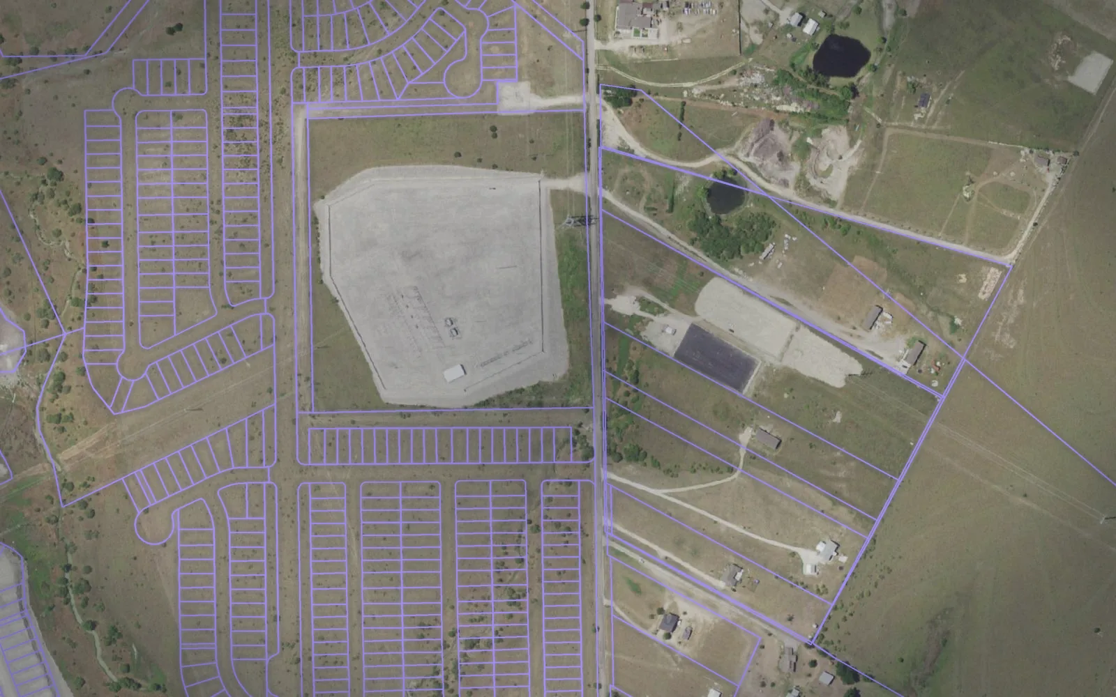 Parcel boundaries over aerial imagery of Hays County, Texas