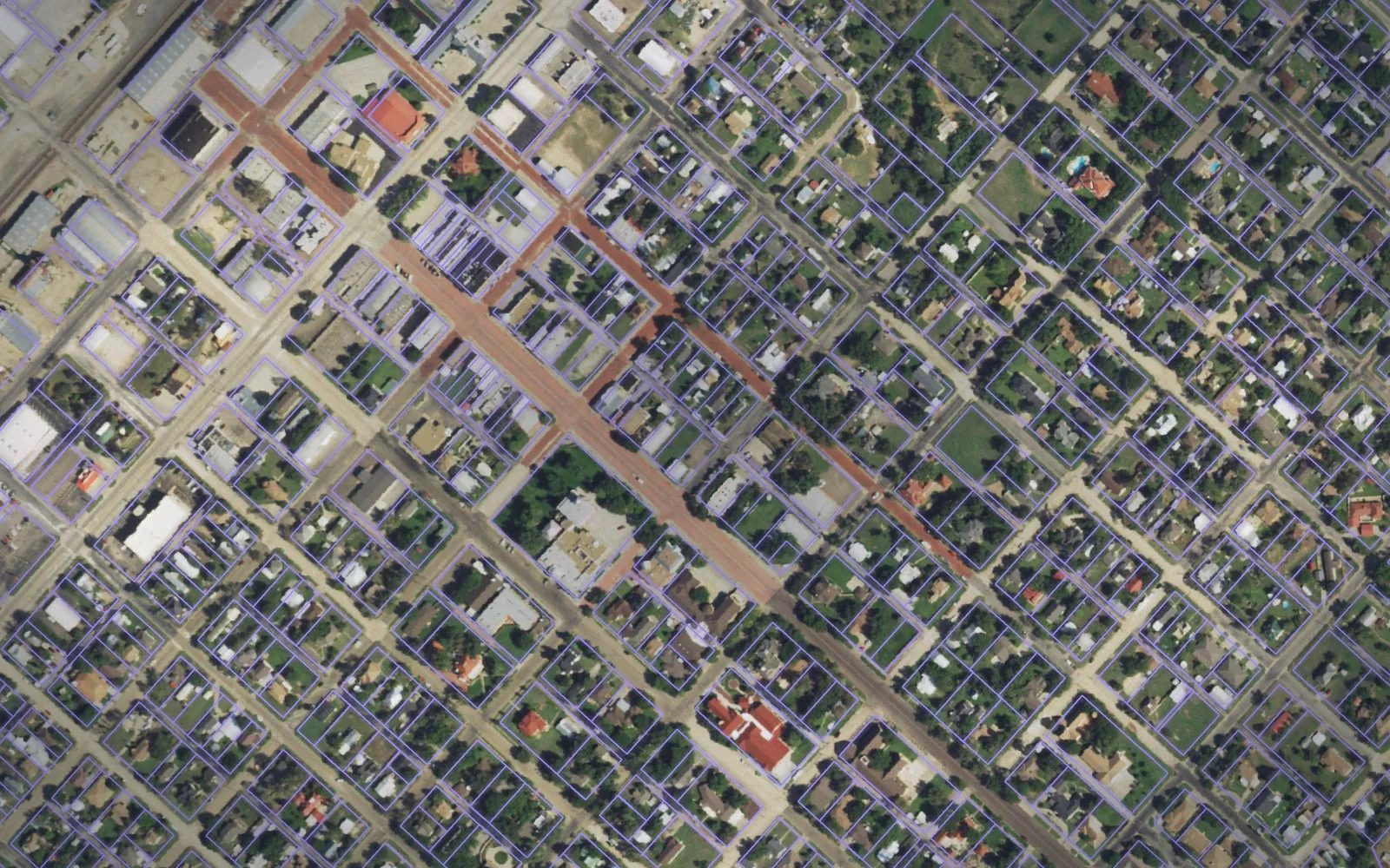 Parcel boundaries over aerial imagery of Hemphill County, Texas