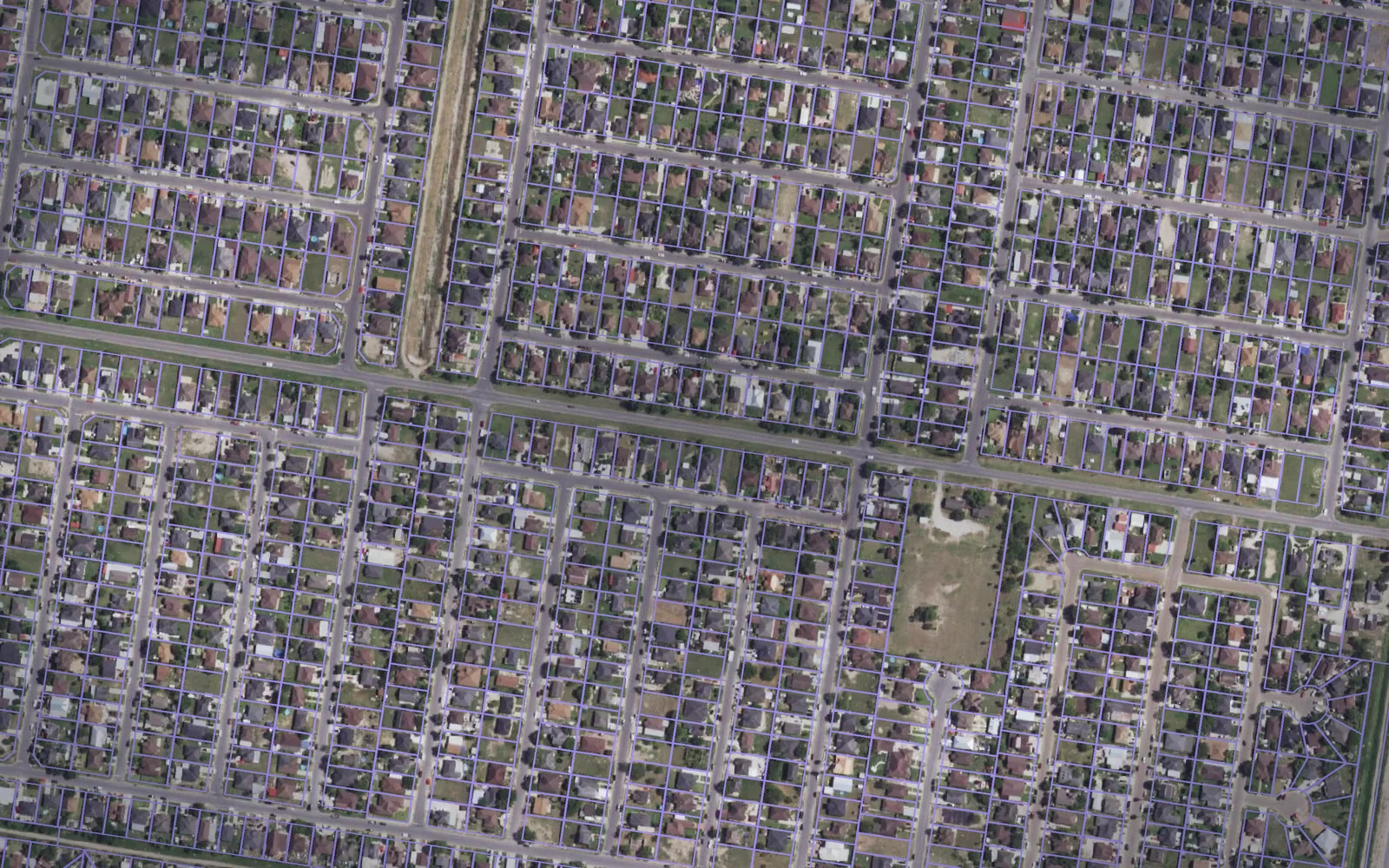 Parcel boundaries over aerial imagery of Hidalgo County, Texas
