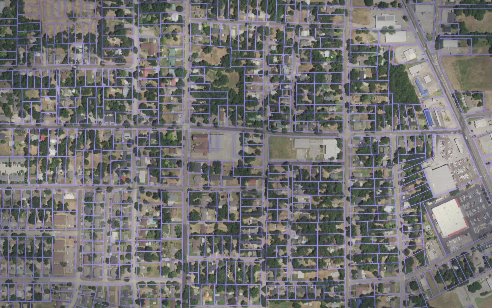 Parcel boundaries over aerial imagery of Hopkins County, Texas