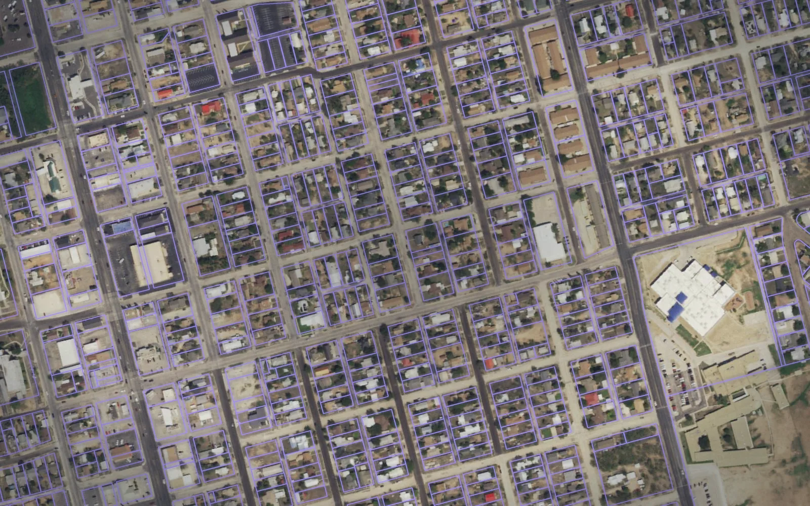 Parcel boundaries over aerial imagery of Howard County, Texas