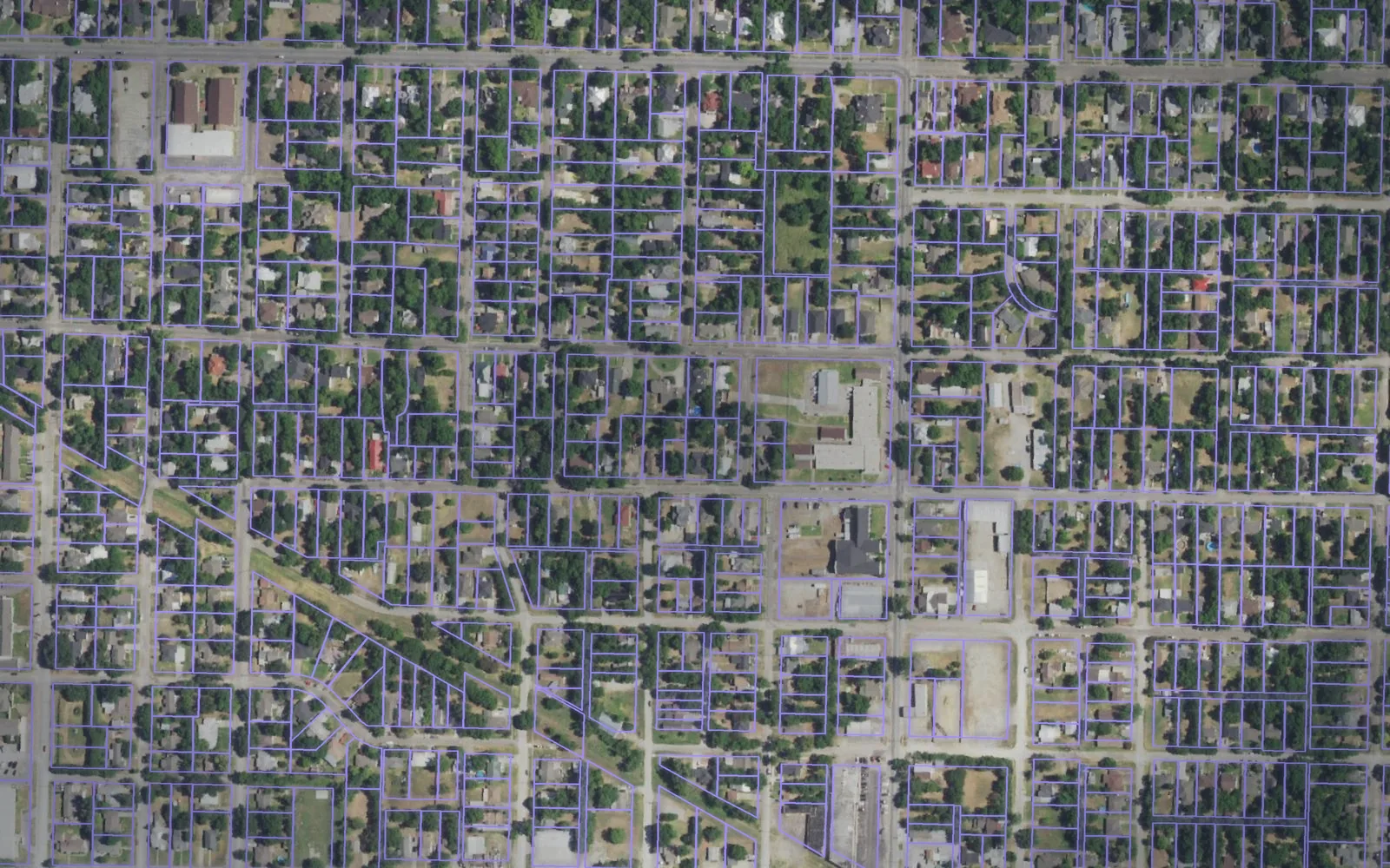 Parcel boundaries over aerial imagery of Hunt County, Texas