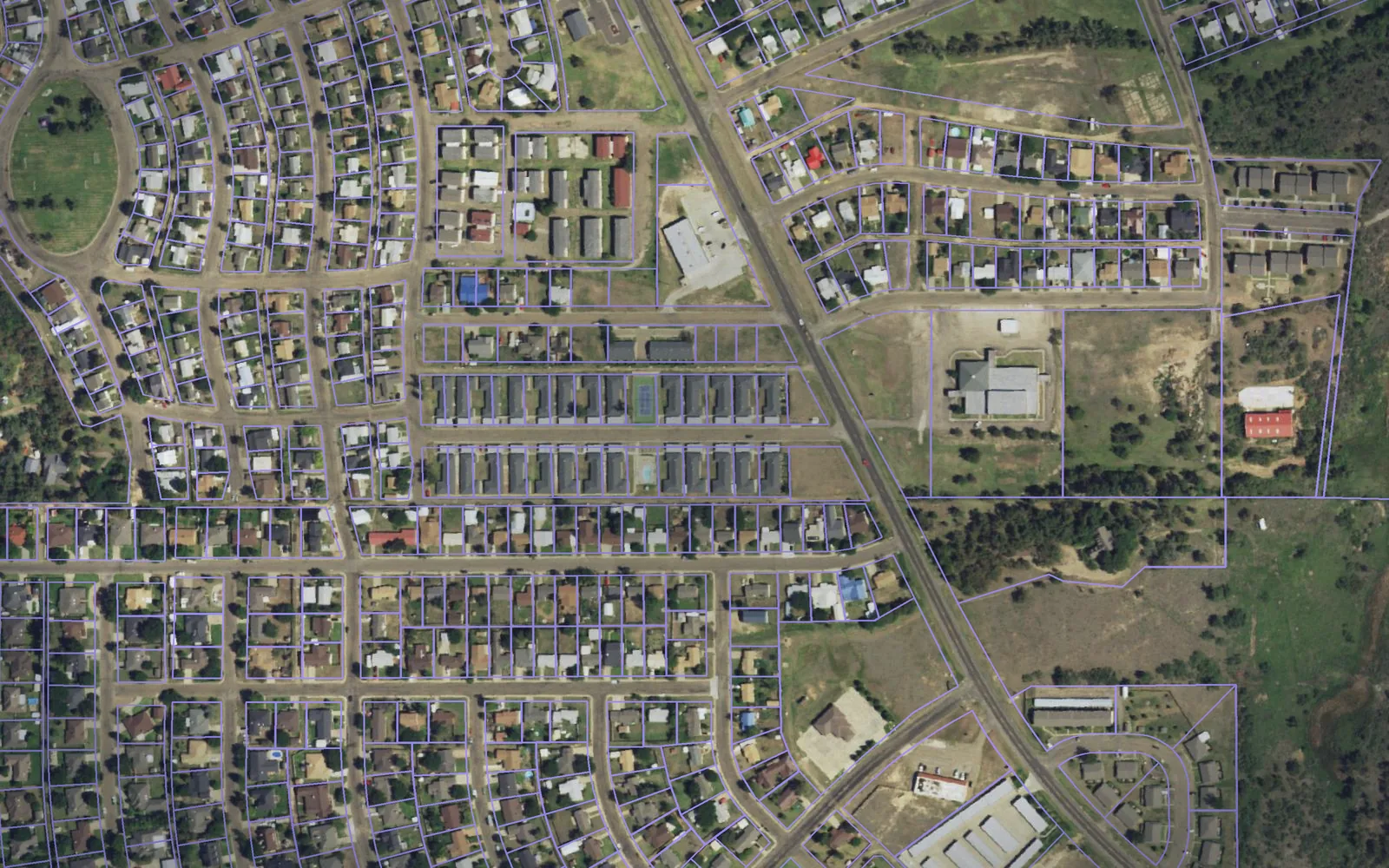 Parcel boundaries over aerial imagery of Hutchinson County, Texas