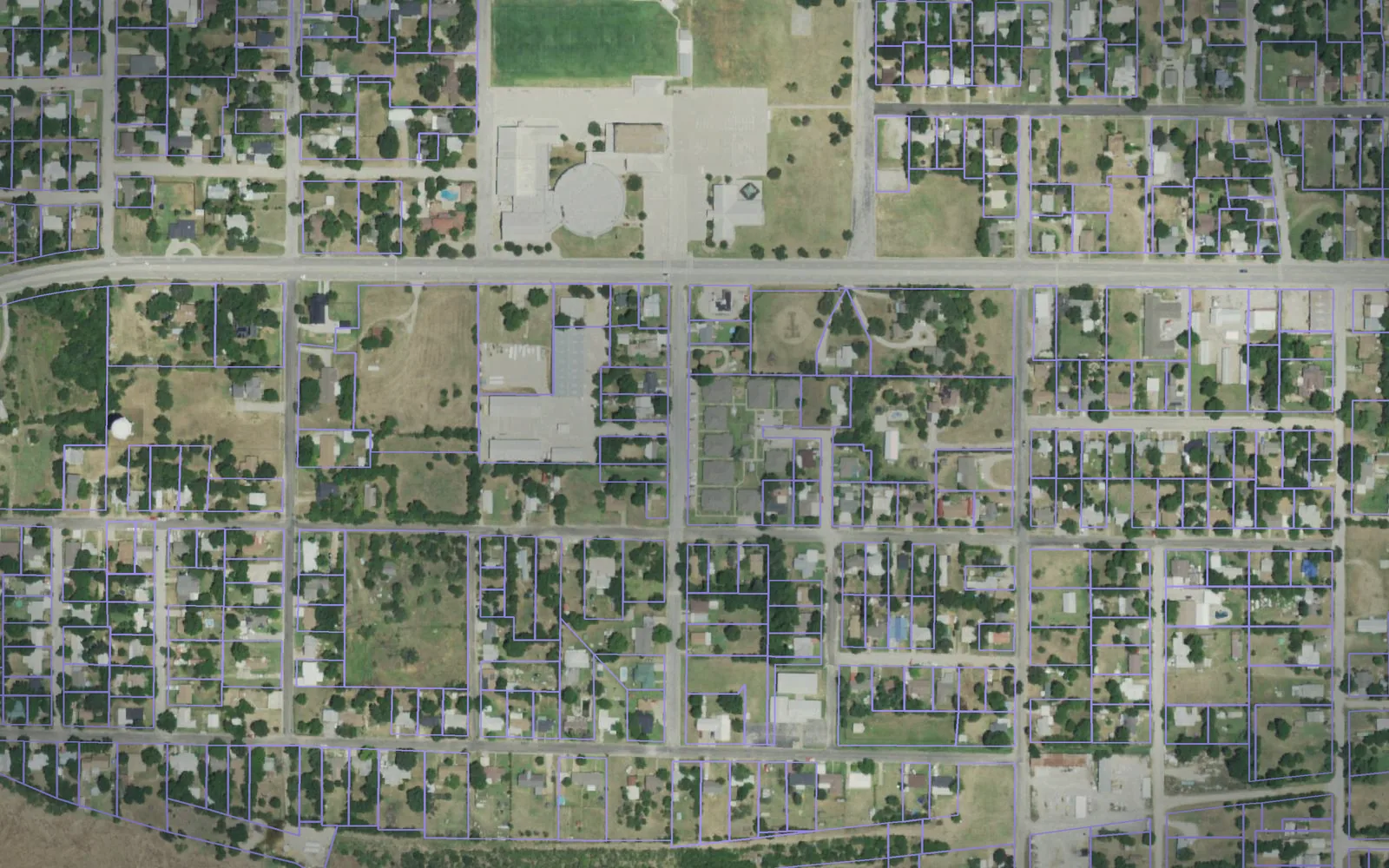 Parcel boundaries over aerial imagery of Jack County, Texas