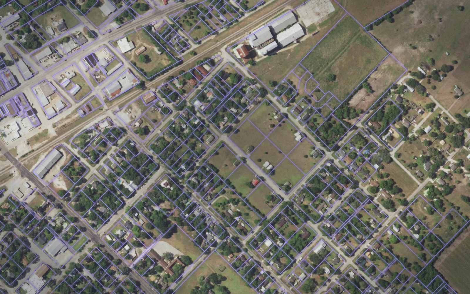 Parcel boundaries over aerial imagery of Jackson County, Texas