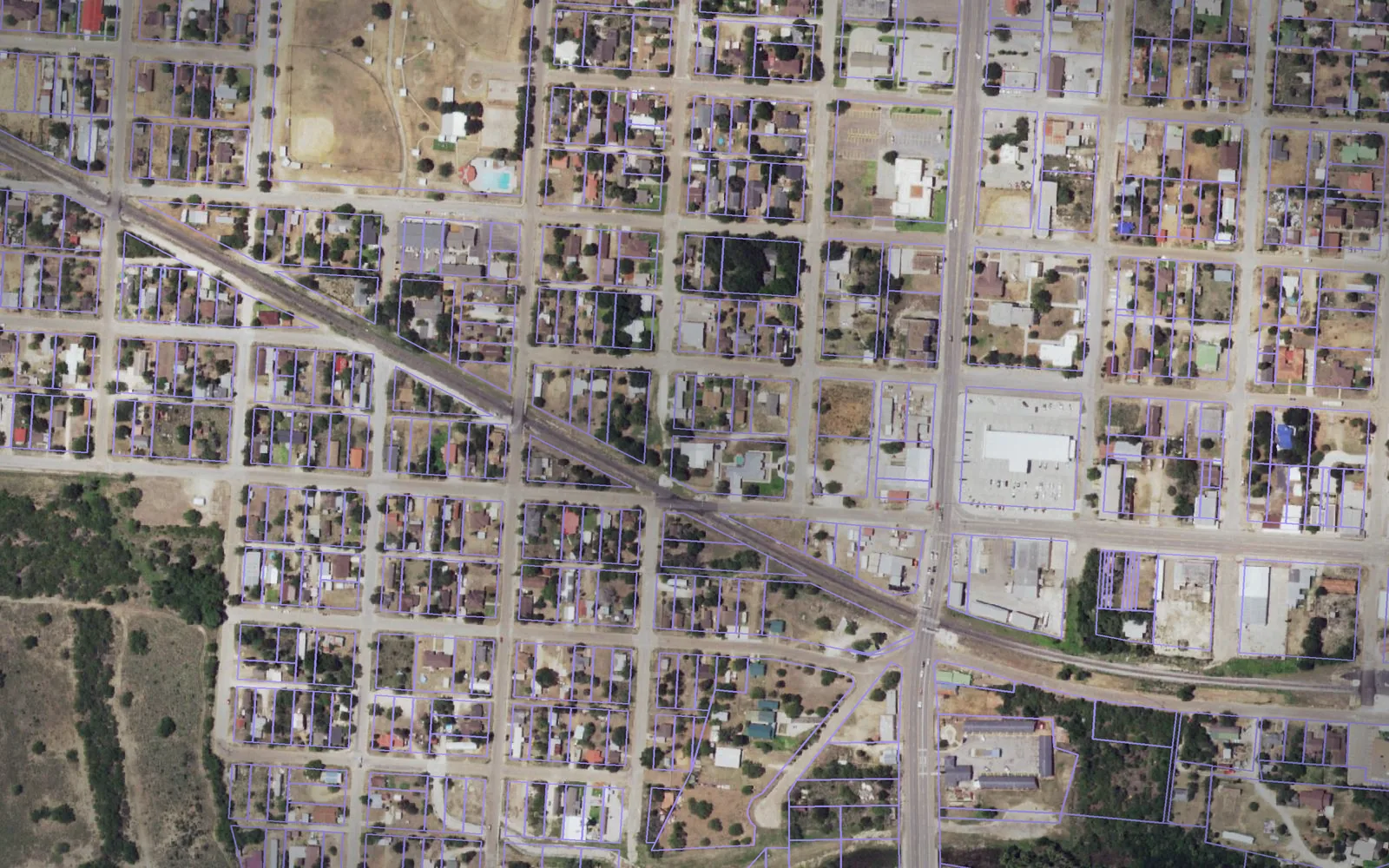 Parcel boundaries over aerial imagery of Jim Hogg County, Texas