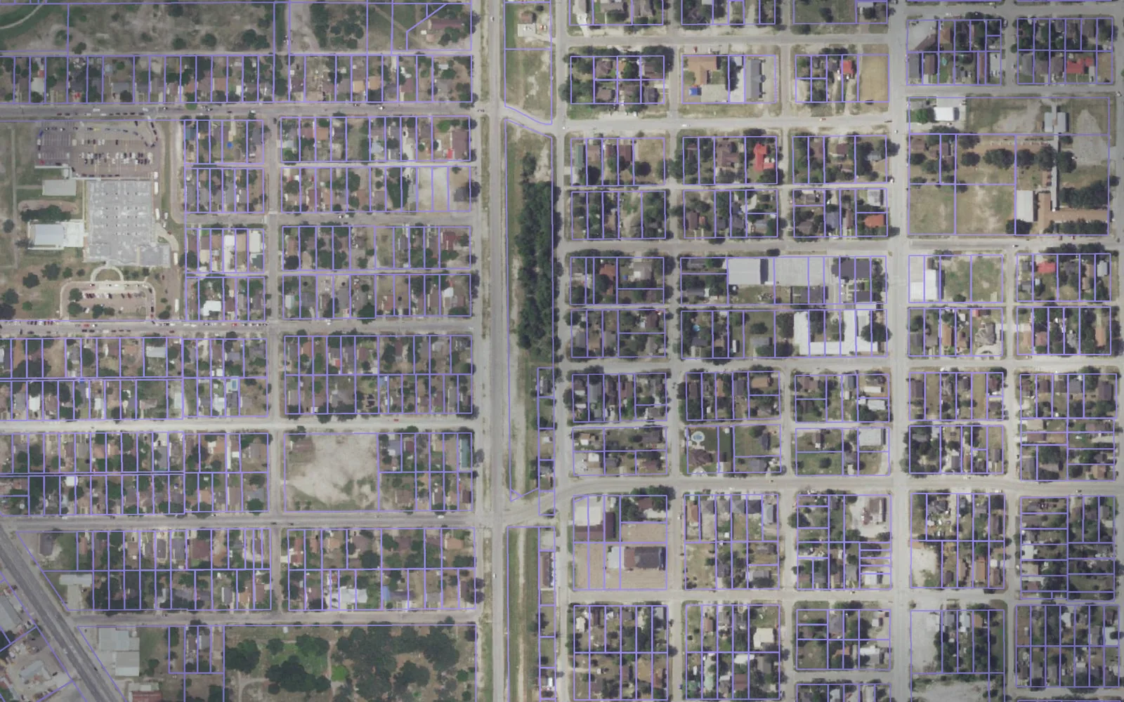 Parcel boundaries over aerial imagery of Jim Wells County, Texas