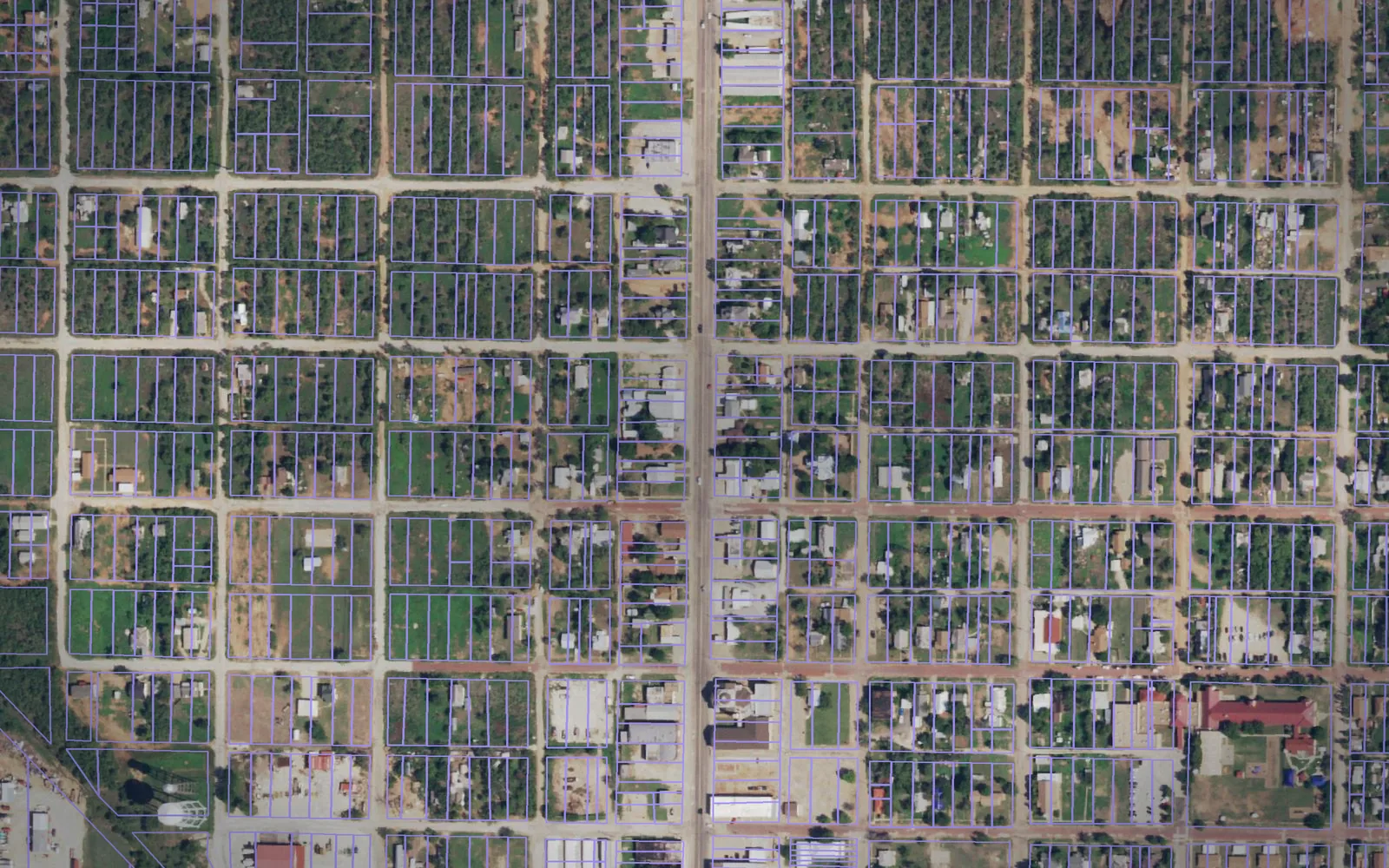 Parcel boundaries over aerial imagery of Jones County, Texas
