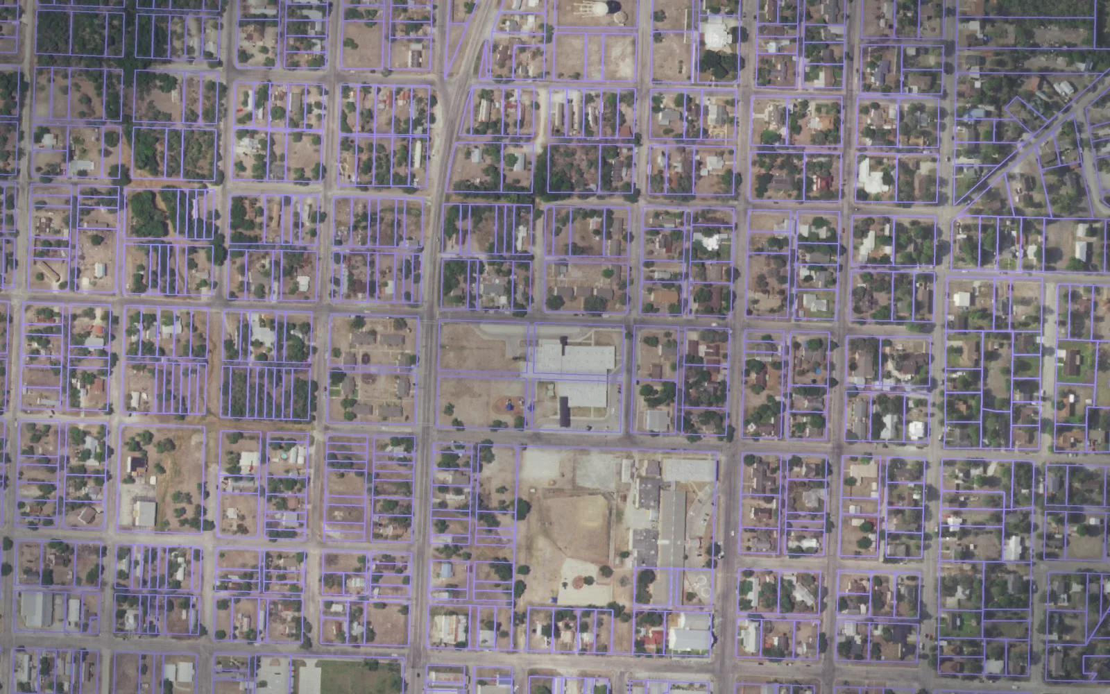 Parcel boundaries over aerial imagery of Karnes County, Texas