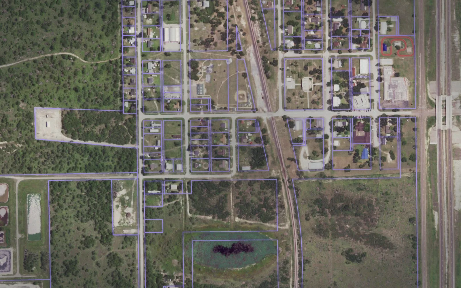 Parcel boundaries over aerial imagery of Kenedy County, Texas