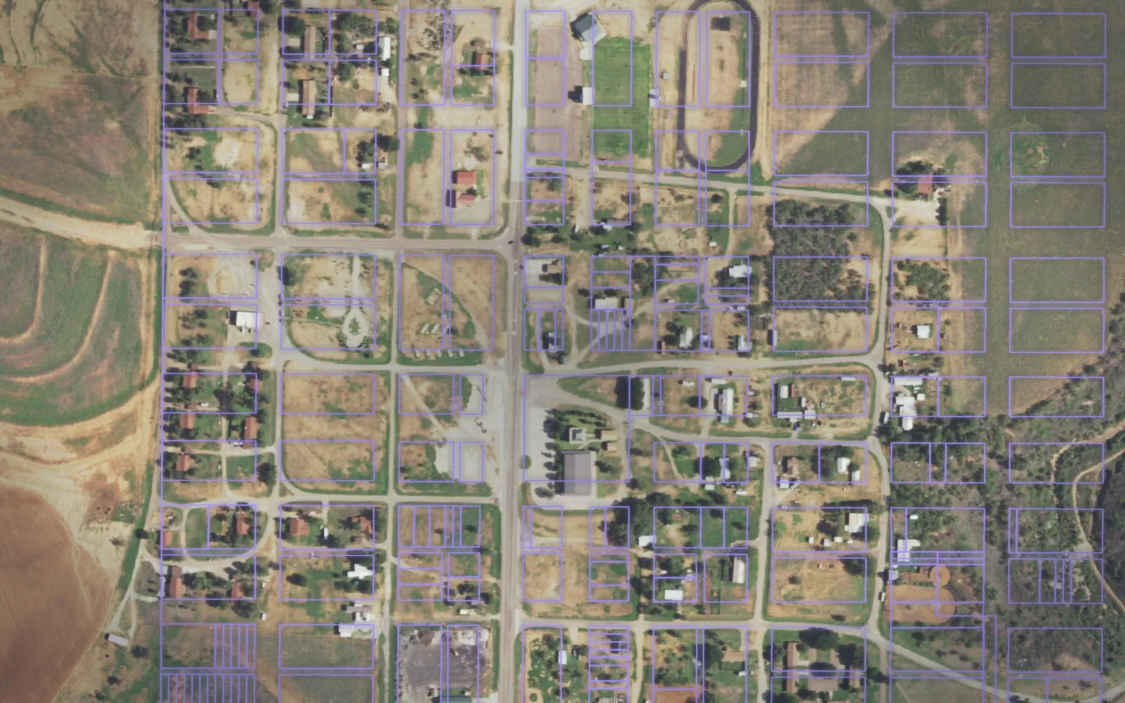 Parcel boundaries over aerial imagery of King County, Texas