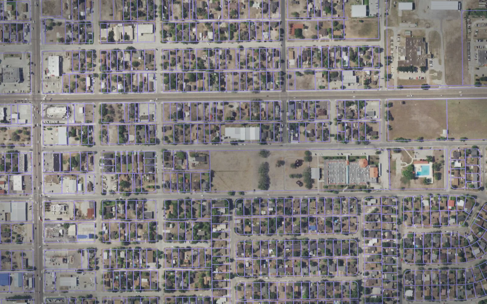 Parcel boundaries over aerial imagery of Kleberg County, Texas