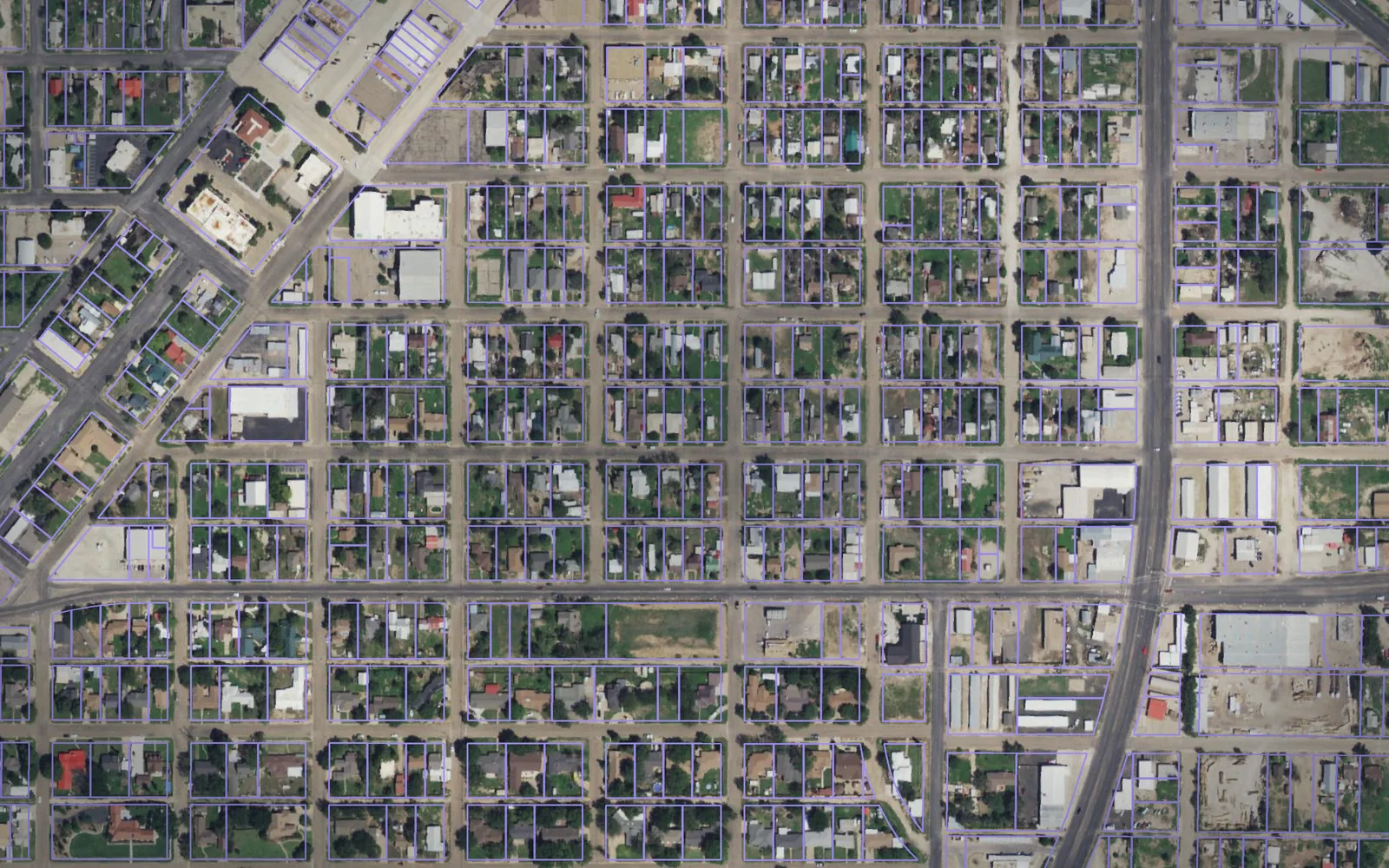 Parcel boundaries over aerial imagery of Lamb County, Texas