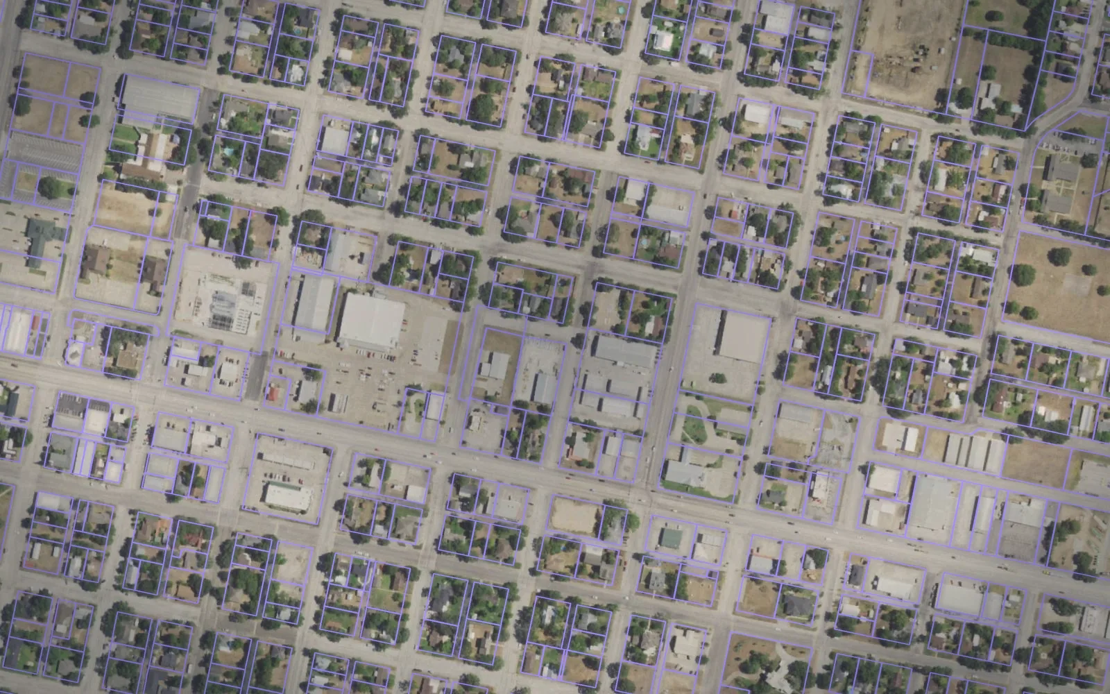 Parcel boundaries over aerial imagery of Lee County, Texas