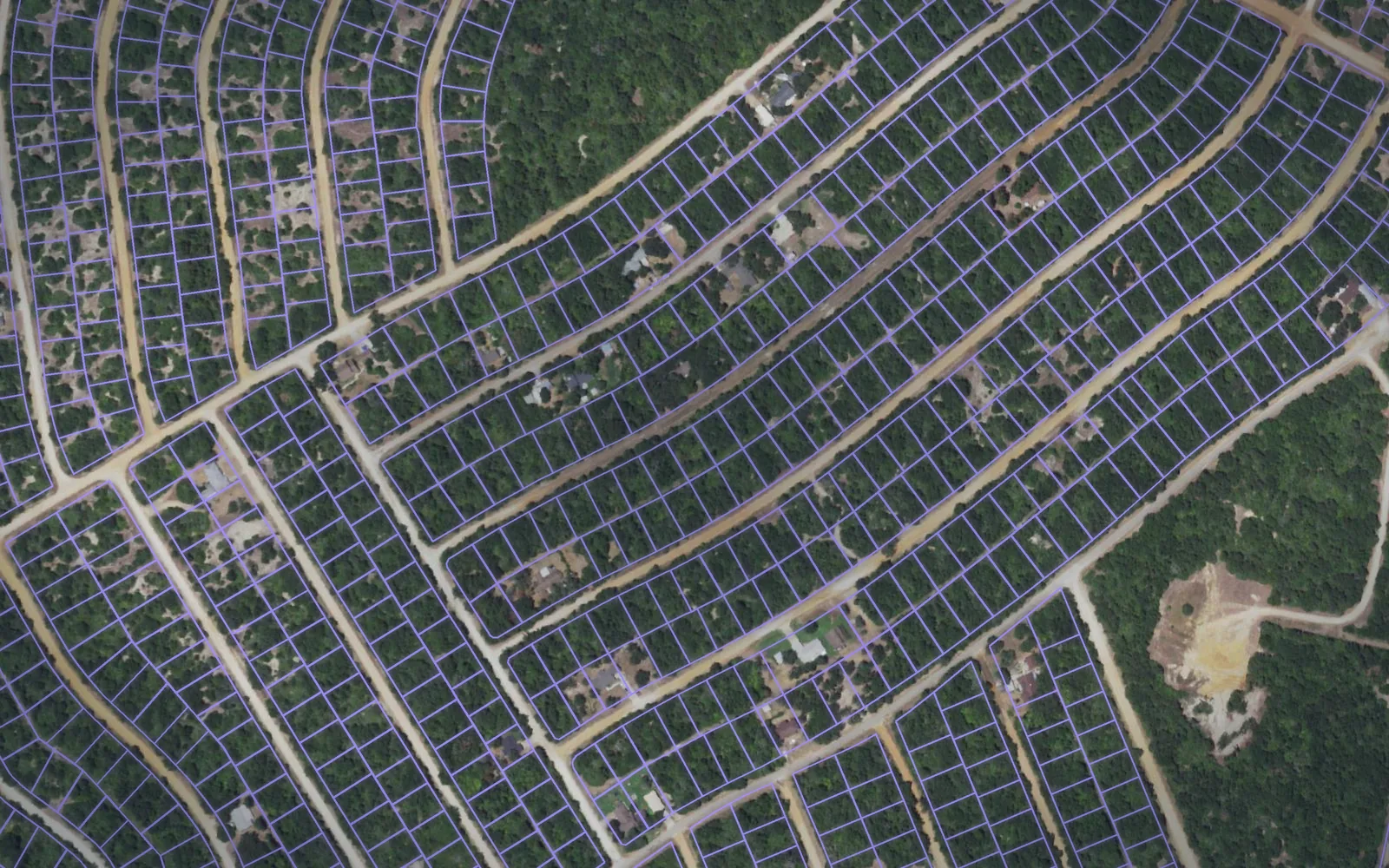 Parcel boundaries over aerial imagery of Leon County, Texas