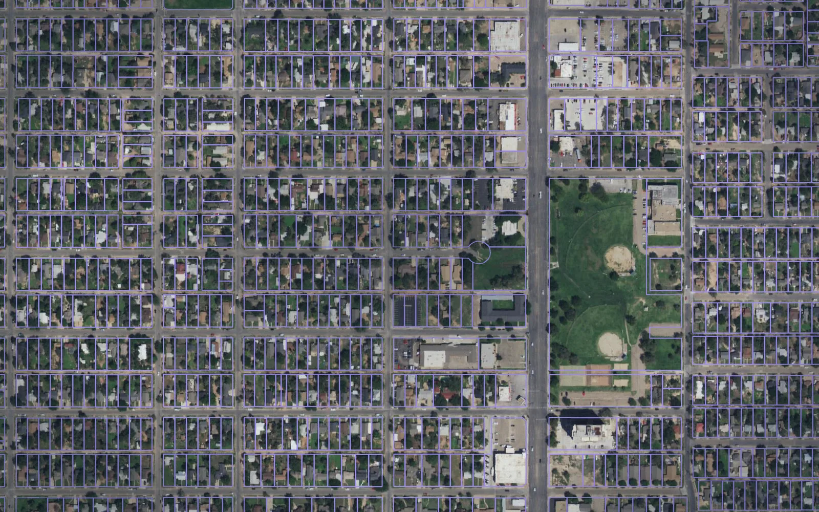Parcel boundaries over aerial imagery of Lubbock County, Texas