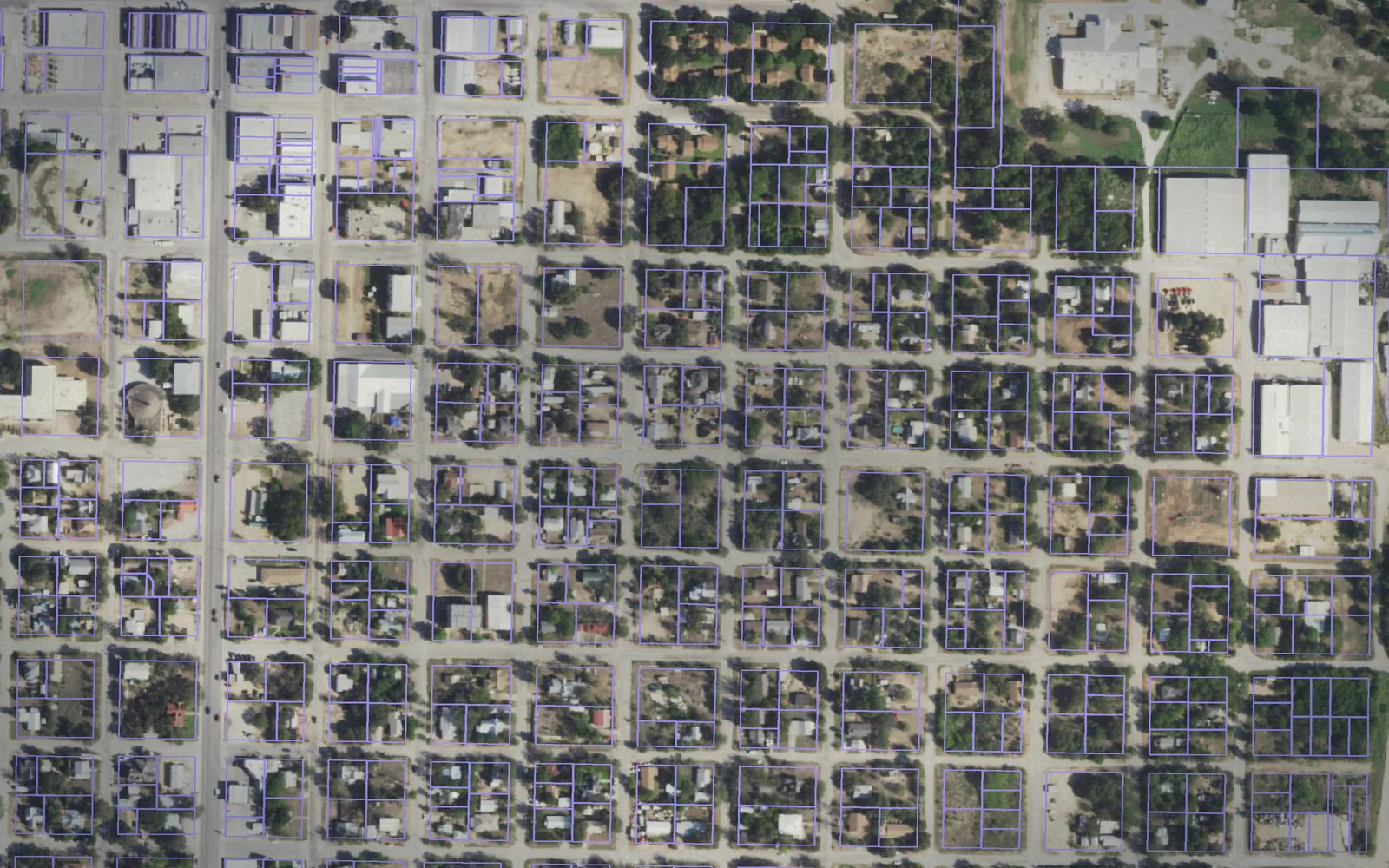 Parcel boundaries over aerial imagery of McCulloch County, Texas