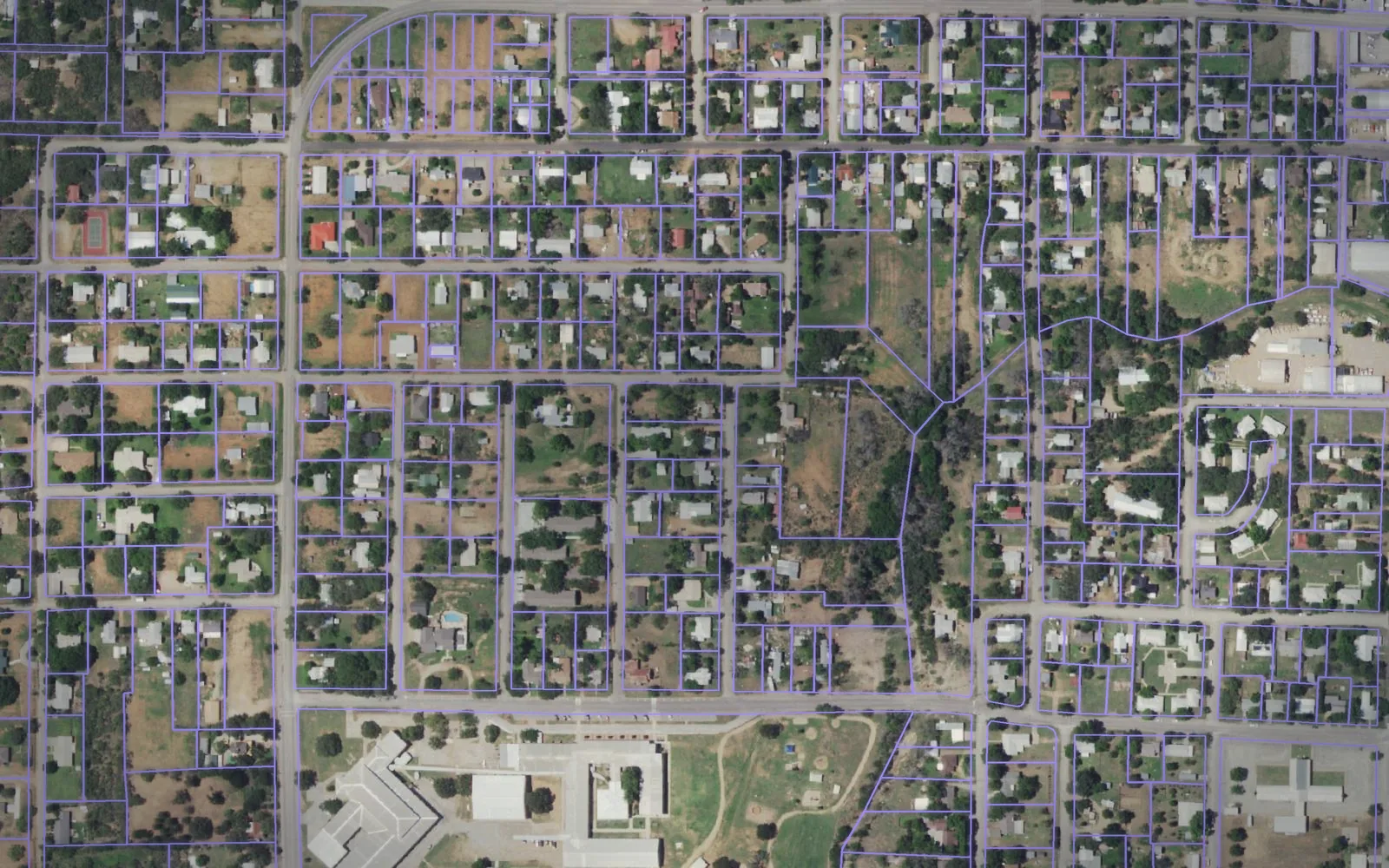 Parcel boundaries over aerial imagery of Mason County, Texas