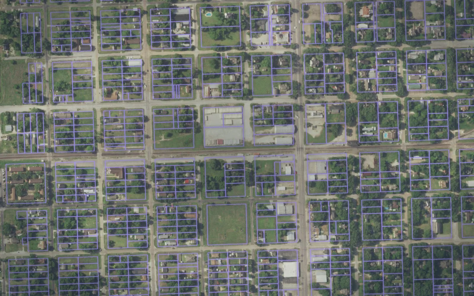 Parcel boundaries over aerial imagery of Matagorda County, Texas