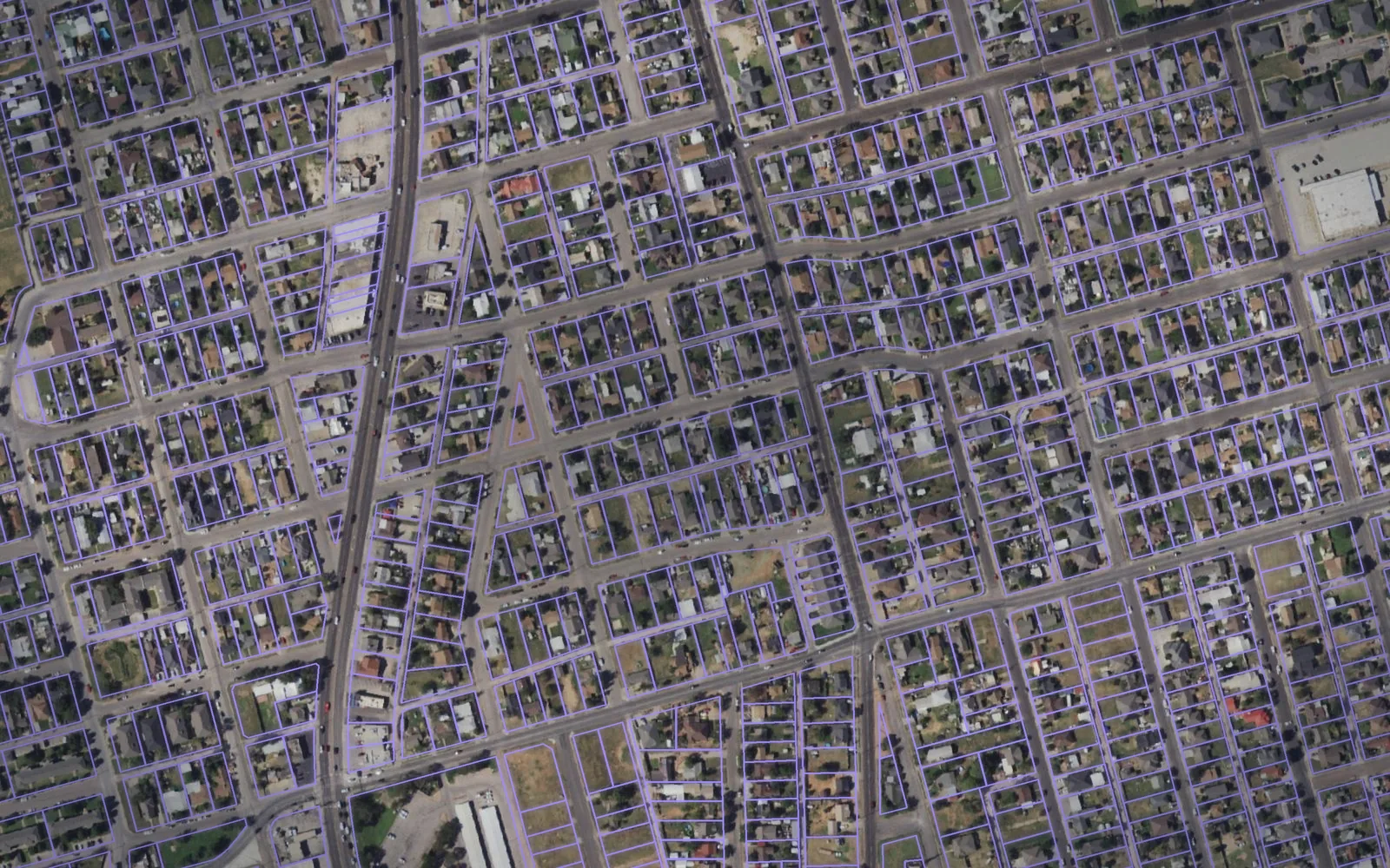 Parcel boundaries over aerial imagery of Midland County, Texas