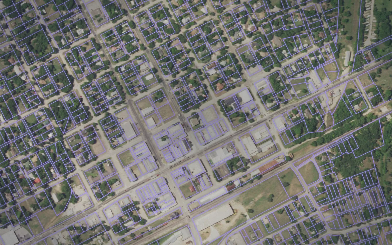 Parcel boundaries over aerial imagery of Milam County, Texas
