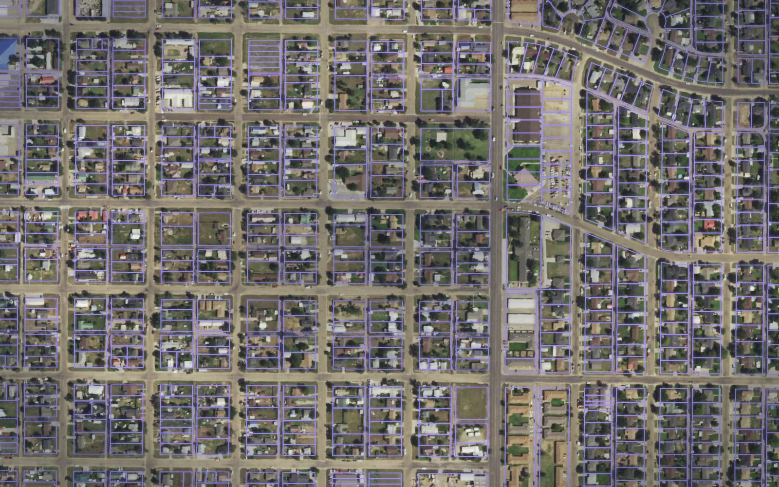 Parcel boundaries over aerial imagery of Moore County, Texas