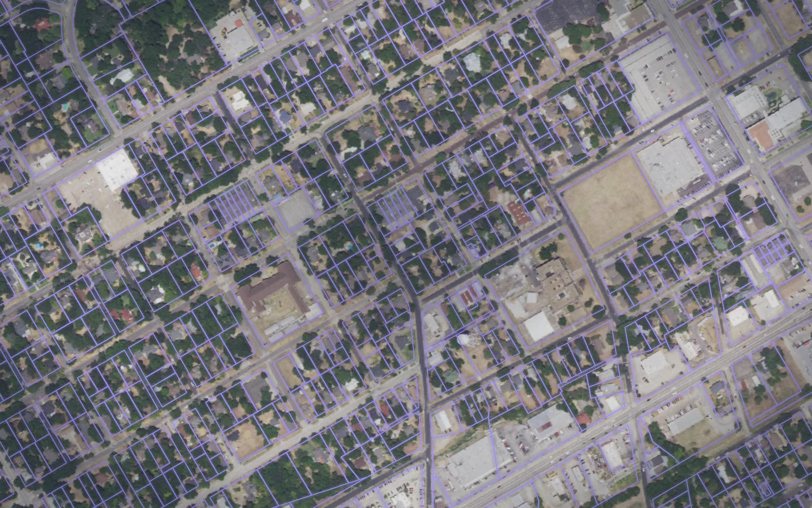 Parcel boundaries over aerial imagery of Navarro County, Texas