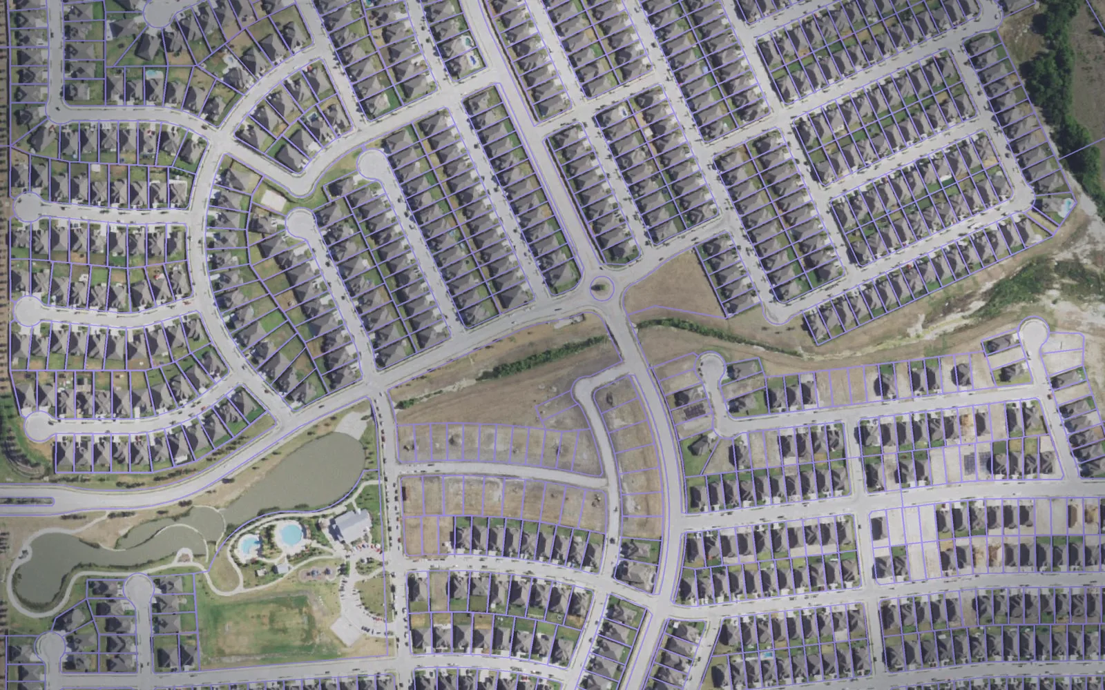 Parcel boundaries over aerial imagery of Parker County, Texas
