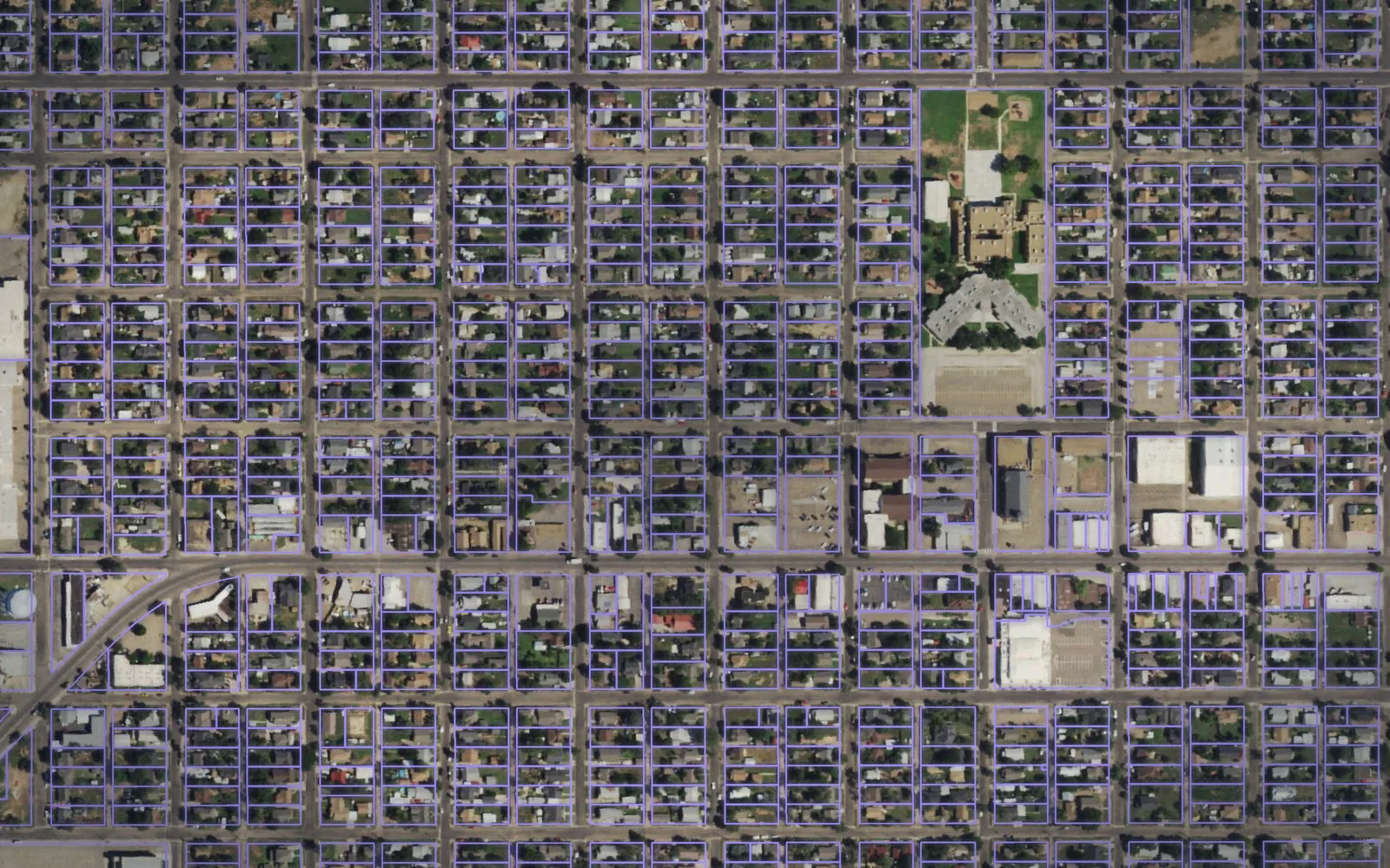 Parcel boundaries over aerial imagery of Potter County, Texas