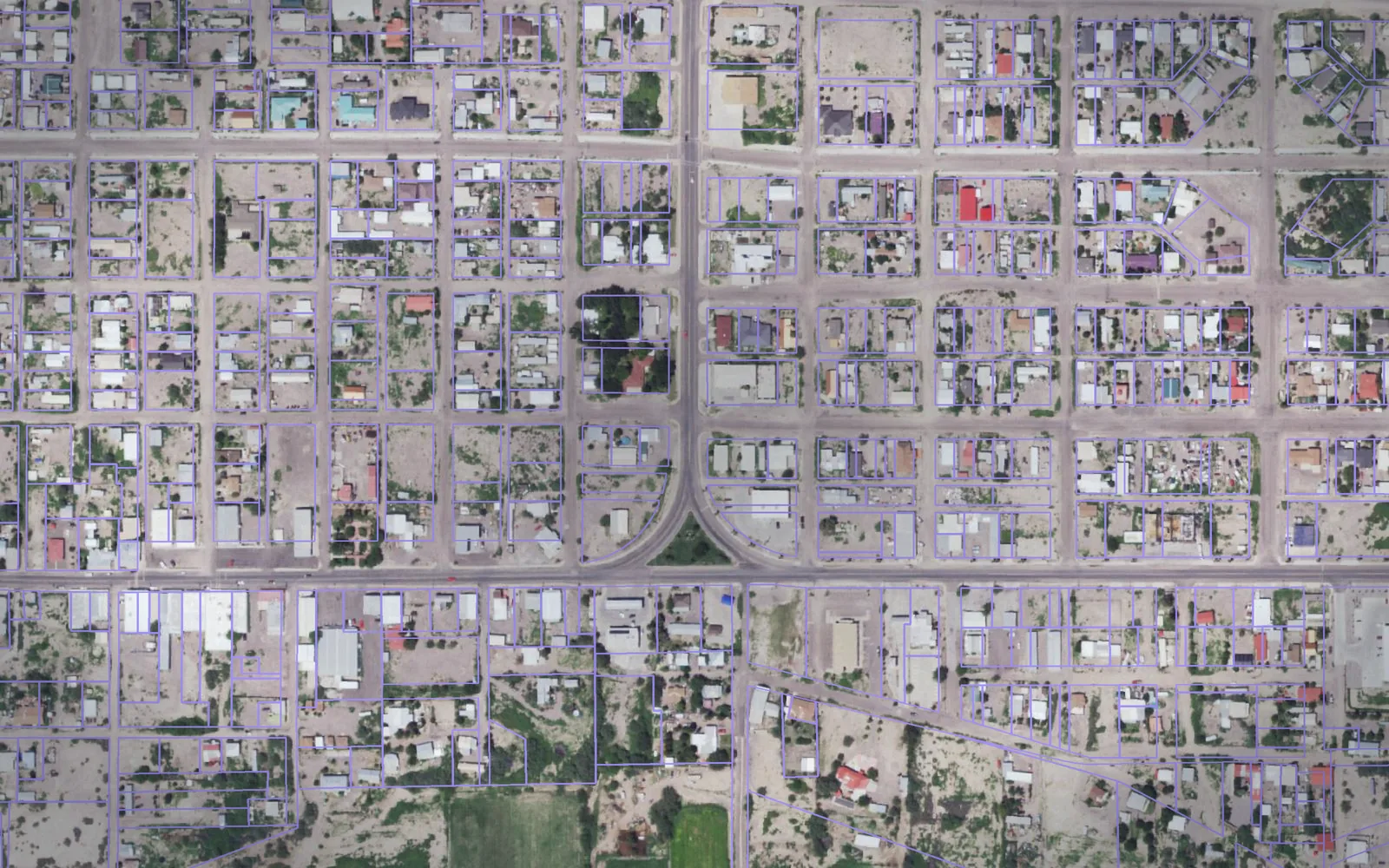 Parcel boundaries over aerial imagery of Presidio County, Texas