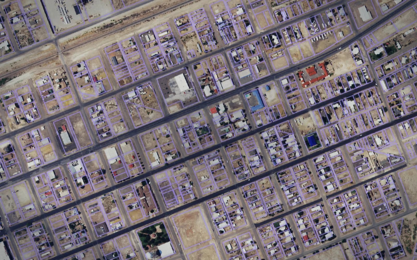 Parcel boundaries over aerial imagery of Reeves County, Texas