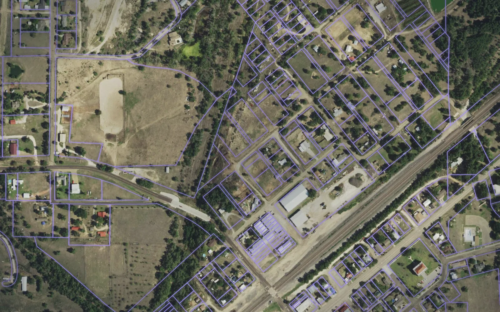 Parcel boundaries over aerial imagery of Roberts County, Texas