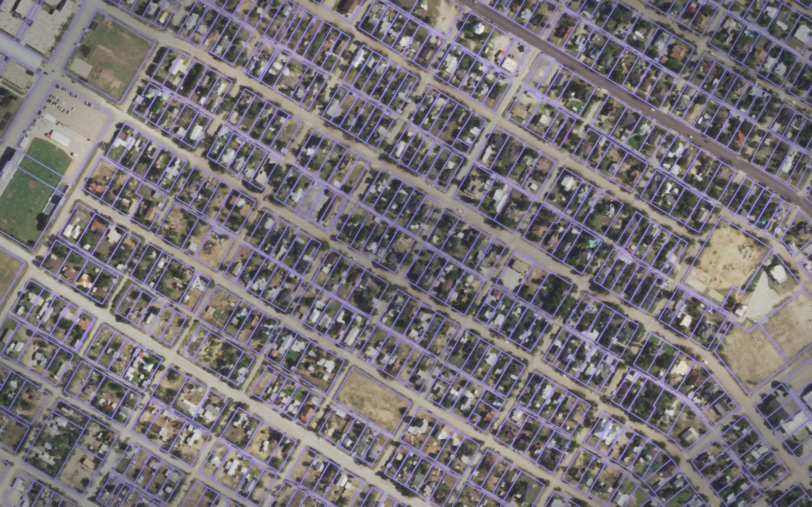 Parcel boundaries over aerial imagery of Runnels County, Texas