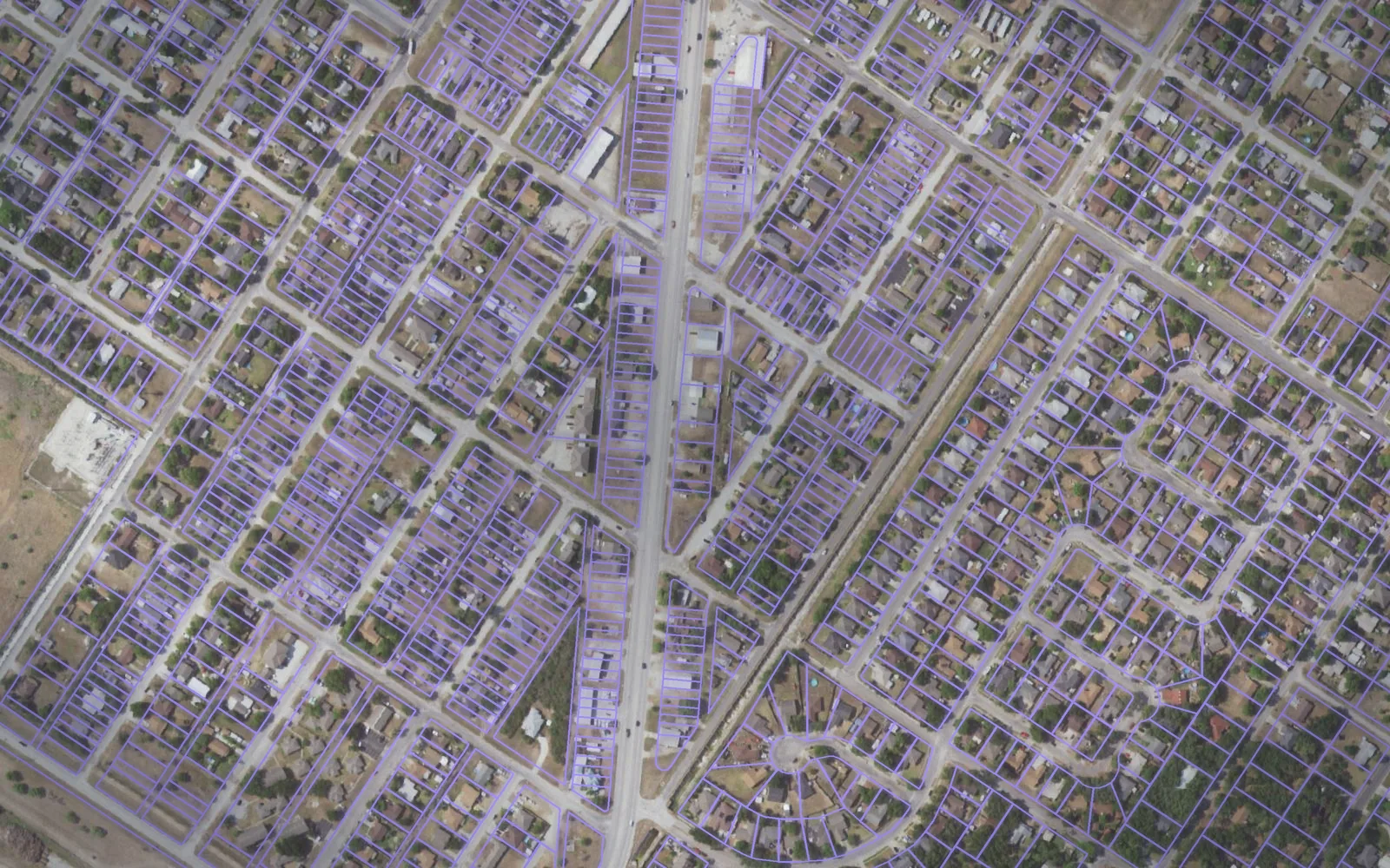 Parcel boundaries over aerial imagery of San Patricio County, Texas