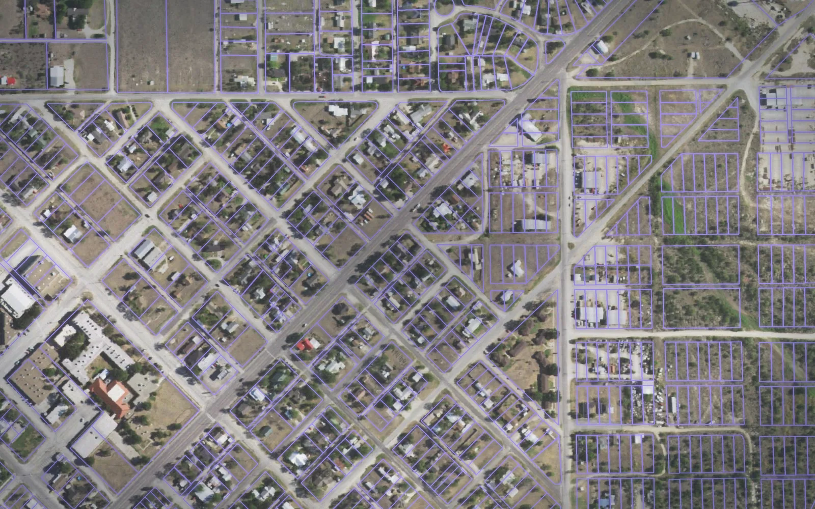 Parcel boundaries over aerial imagery of Schleicher County, Texas