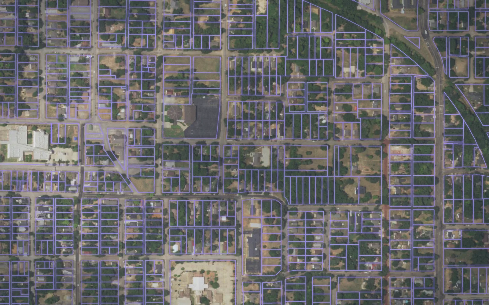 Parcel boundaries over aerial imagery of Smith County, Texas