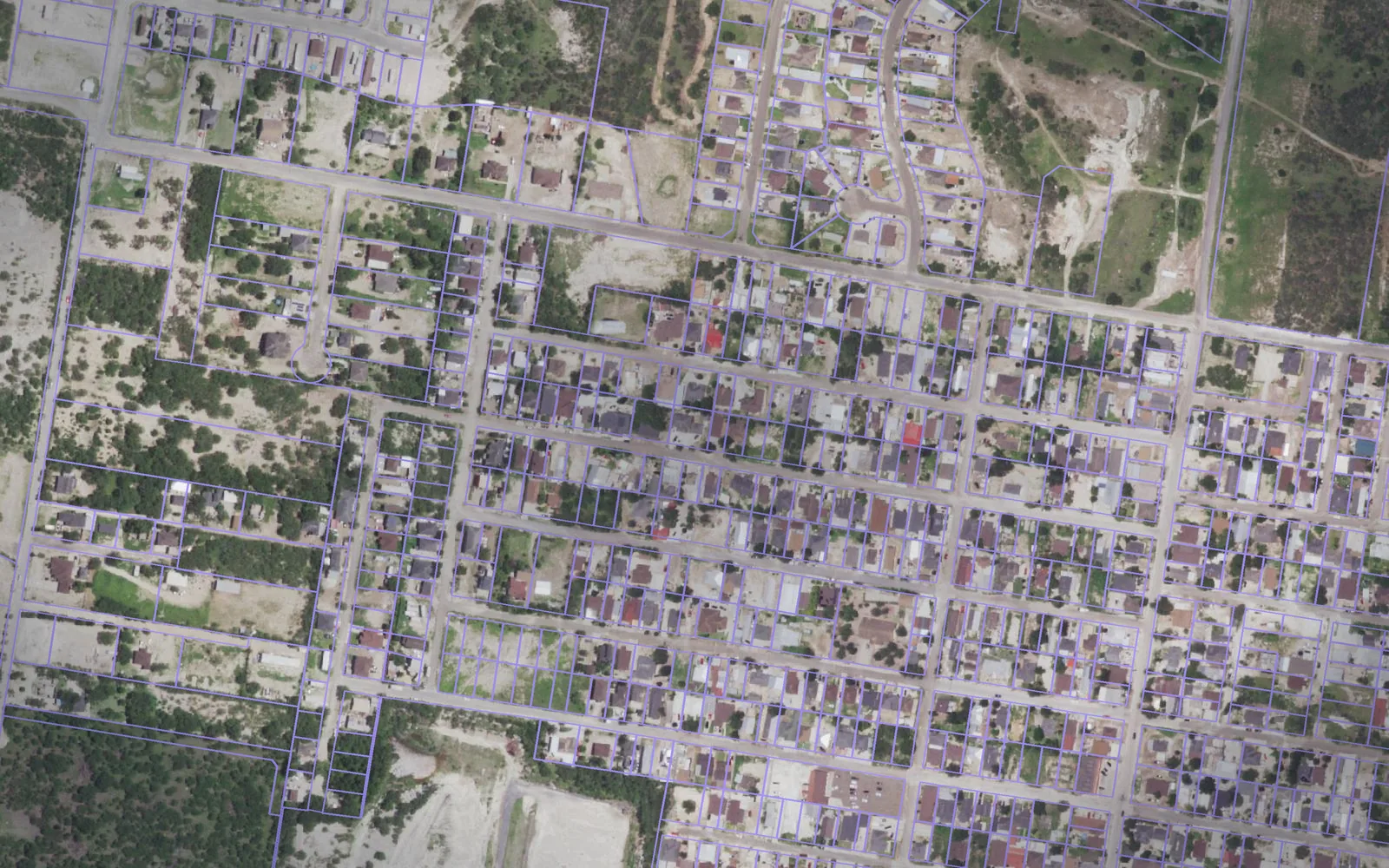 Parcel boundaries over aerial imagery of Starr County, Texas