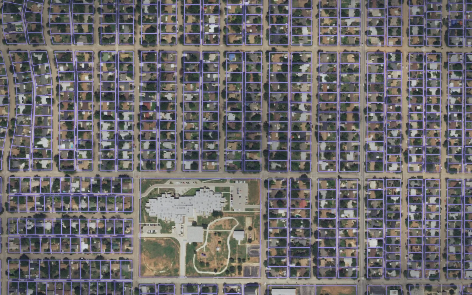 Parcel boundaries over aerial imagery of Taylor County, Texas
