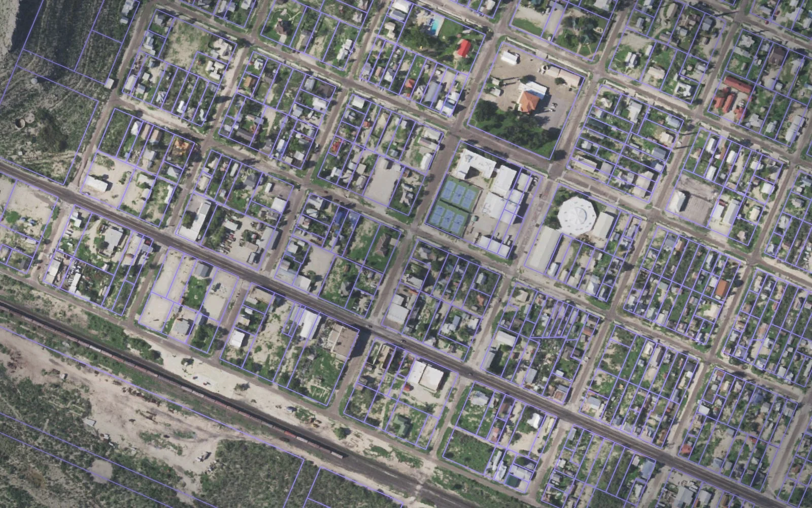 Parcel boundaries over aerial imagery of Terrell County, Texas