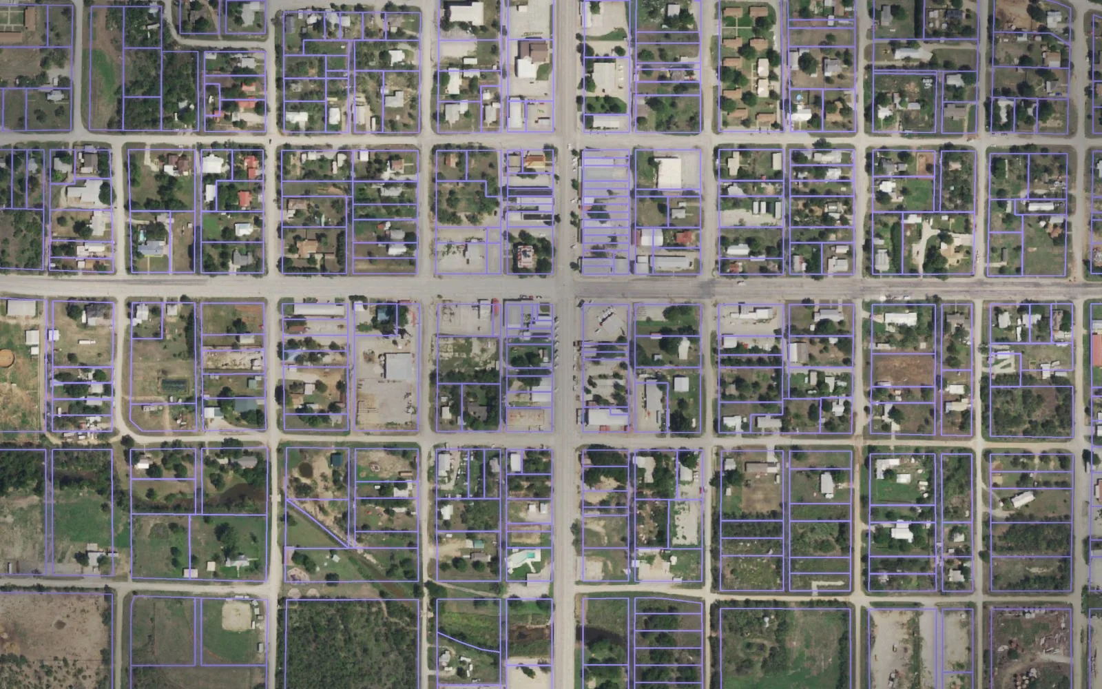 Parcel boundaries over aerial imagery of Throckmorton County, Texas