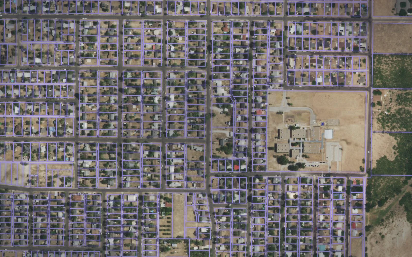 Parcel boundaries over aerial imagery of Tom Green County, Texas