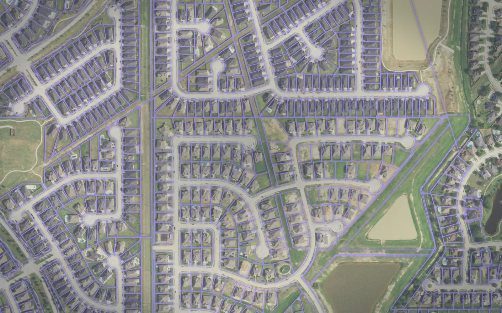 Parcel boundaries over aerial imagery of Waller County, Texas