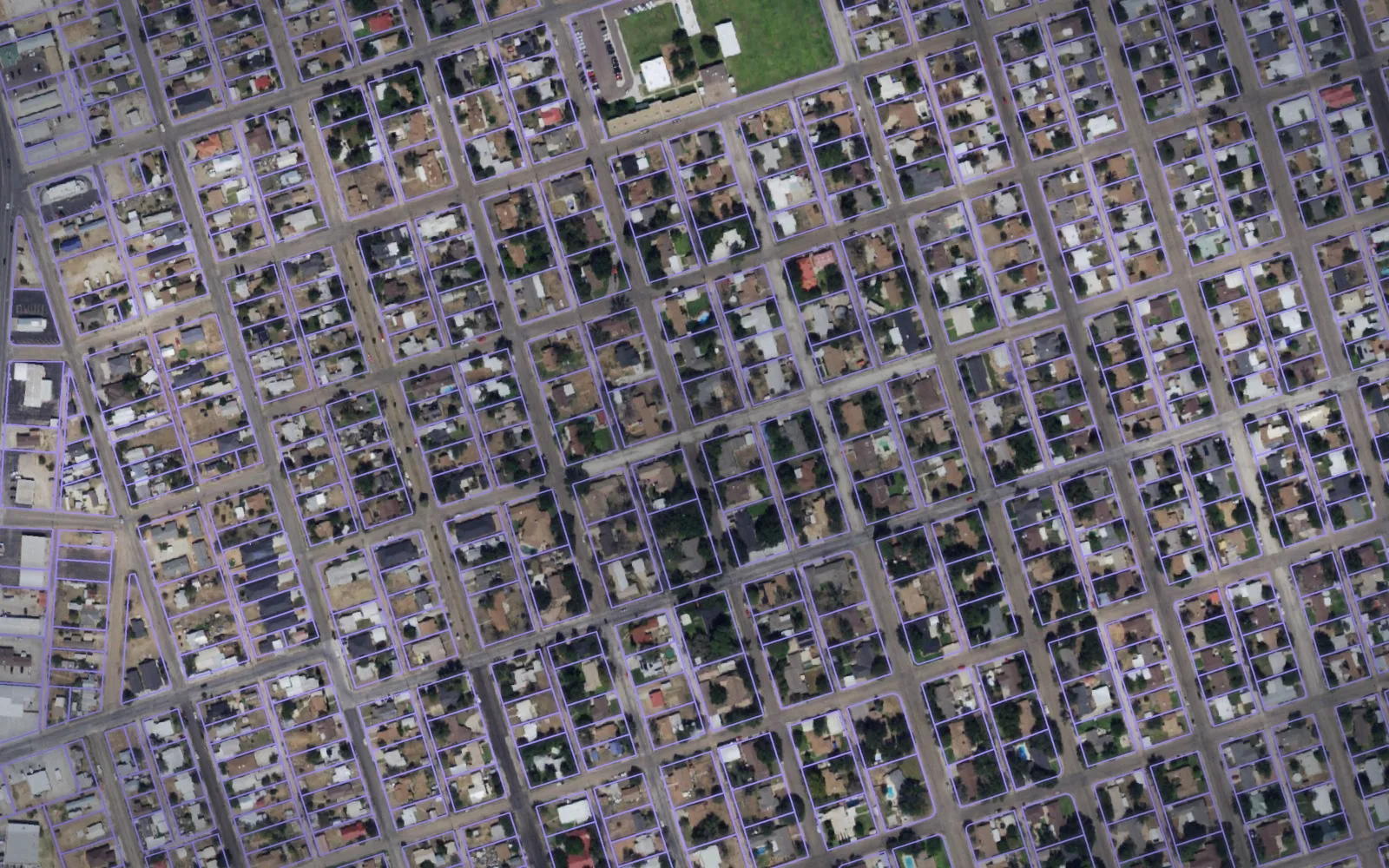 Parcel boundaries over aerial imagery of Ward County, Texas