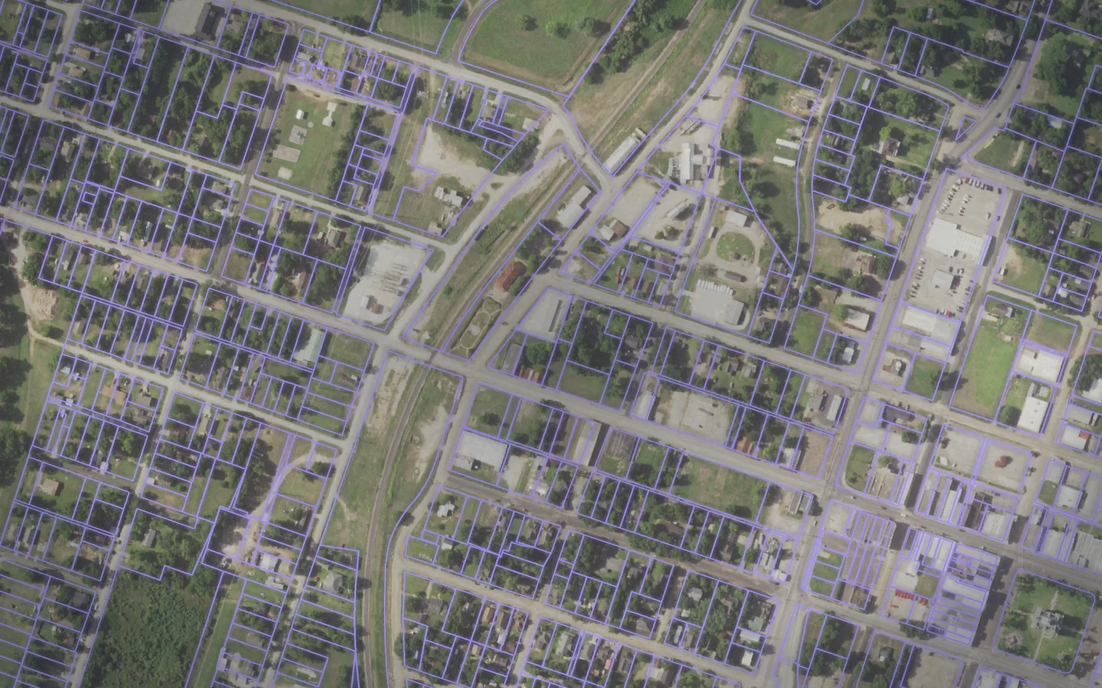 Parcel boundaries over aerial imagery of Wharton County, Texas
