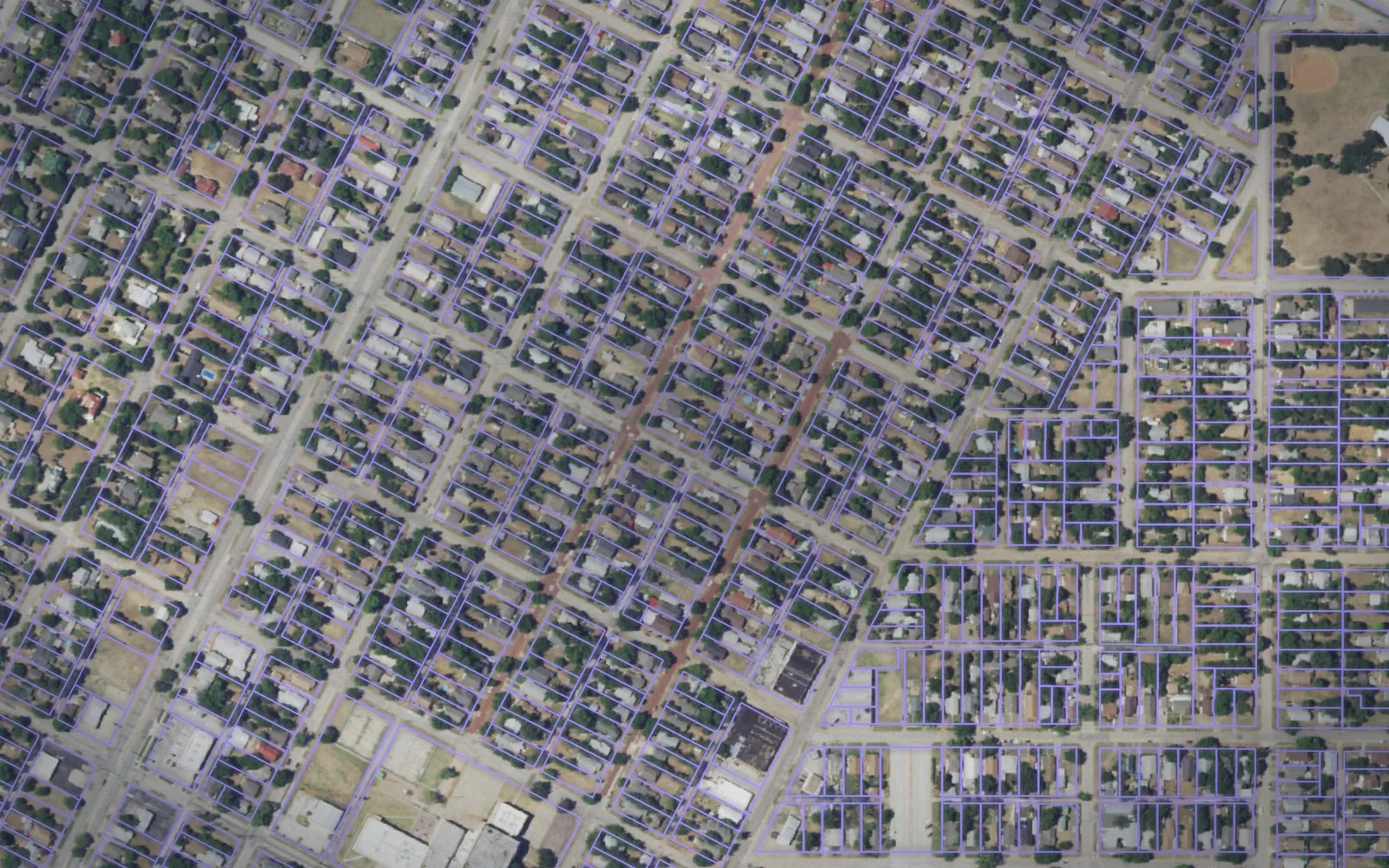 Parcel boundaries over aerial imagery of Wichita County, Texas