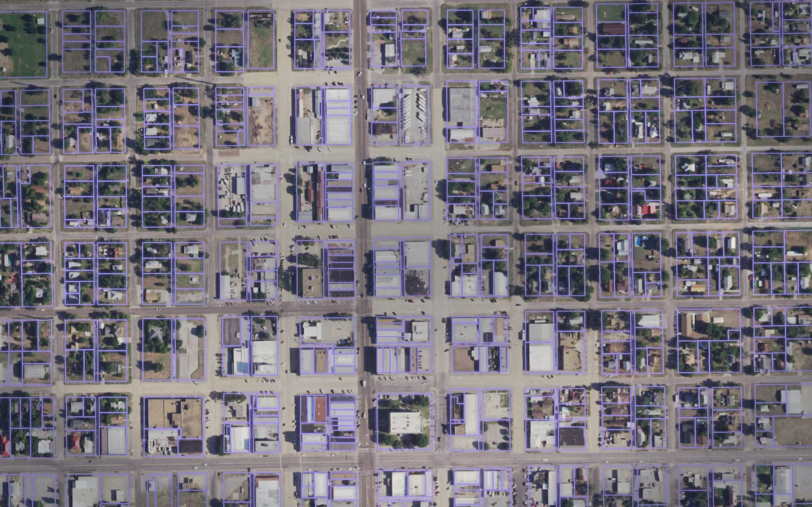 Parcel boundaries over aerial imagery of Wilbarger County, Texas